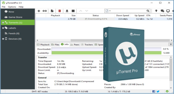 uTorrent Pro 3.6.0.46902 free instals